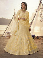 Myra Yellow Embroidered Organza Bridal Lehenga