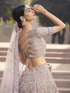 Myra Beautiful Mauve Heavy Embroidered Soft Net Bridal 