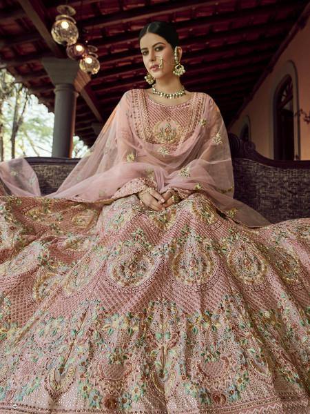 Beautiful Peach Heavy Georgette Bridal Lehenga