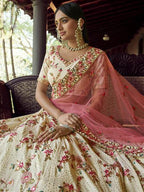 Myra Off White Heavy Embroidered Georgette bridal Lehenga