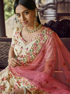 Myra Off White Heavy Embroidered Georgette bridal Lehenga