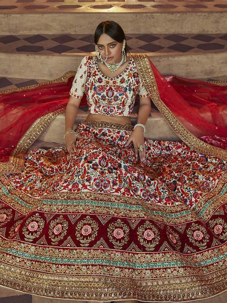 Off White Heavy Embroidered Georgette Bridal 