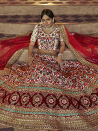 Off White Heavy Embroidered Georgette Bridal 