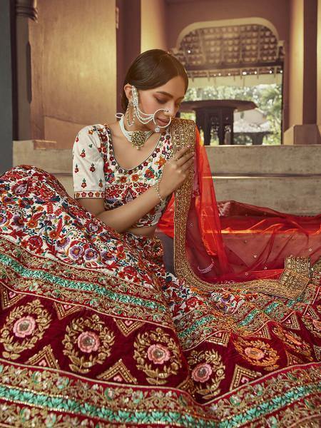 Myra Off White Heavy Embroidered Georgette Bridal 