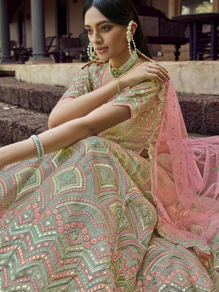 Myra Beautiful Green Heavy Embroidered Georgette Bridal 