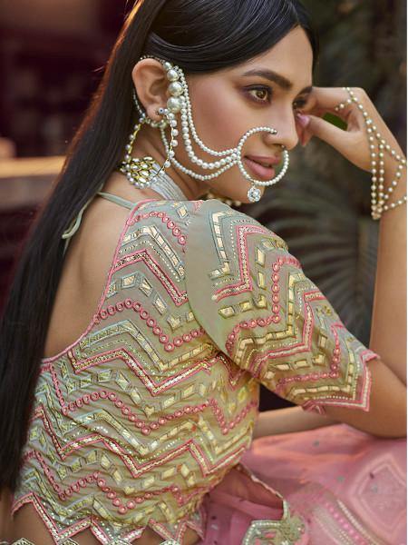 Beautiful Green Heavy Embroidered Georgette Bridal 