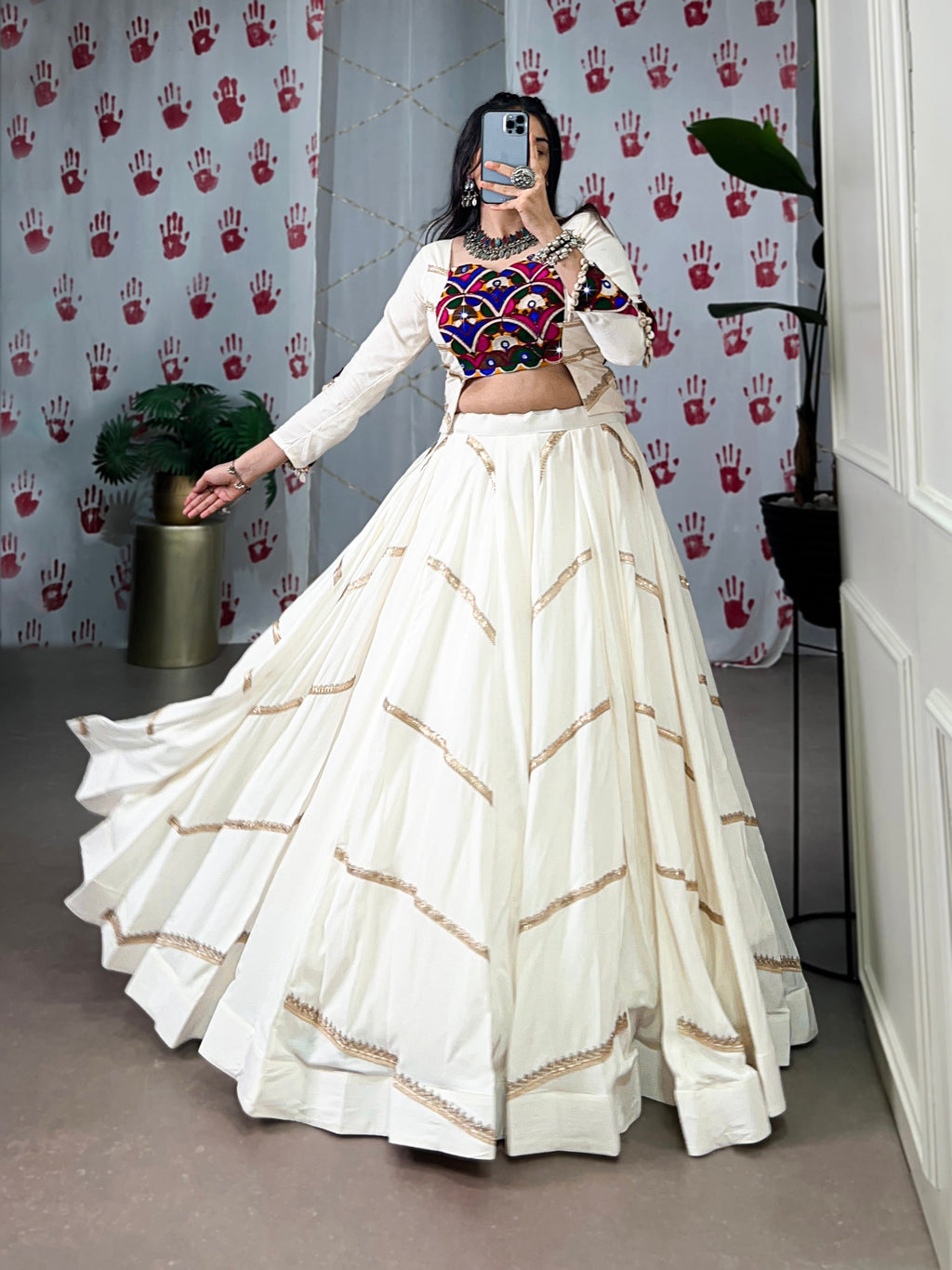 Lorenvalley White Pure Rayon Sequins Lace Touch Up Lehenga Choli