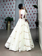 Lorenvalley White Pure Rayon Sequins Lace Touch Up Lehenga Choli