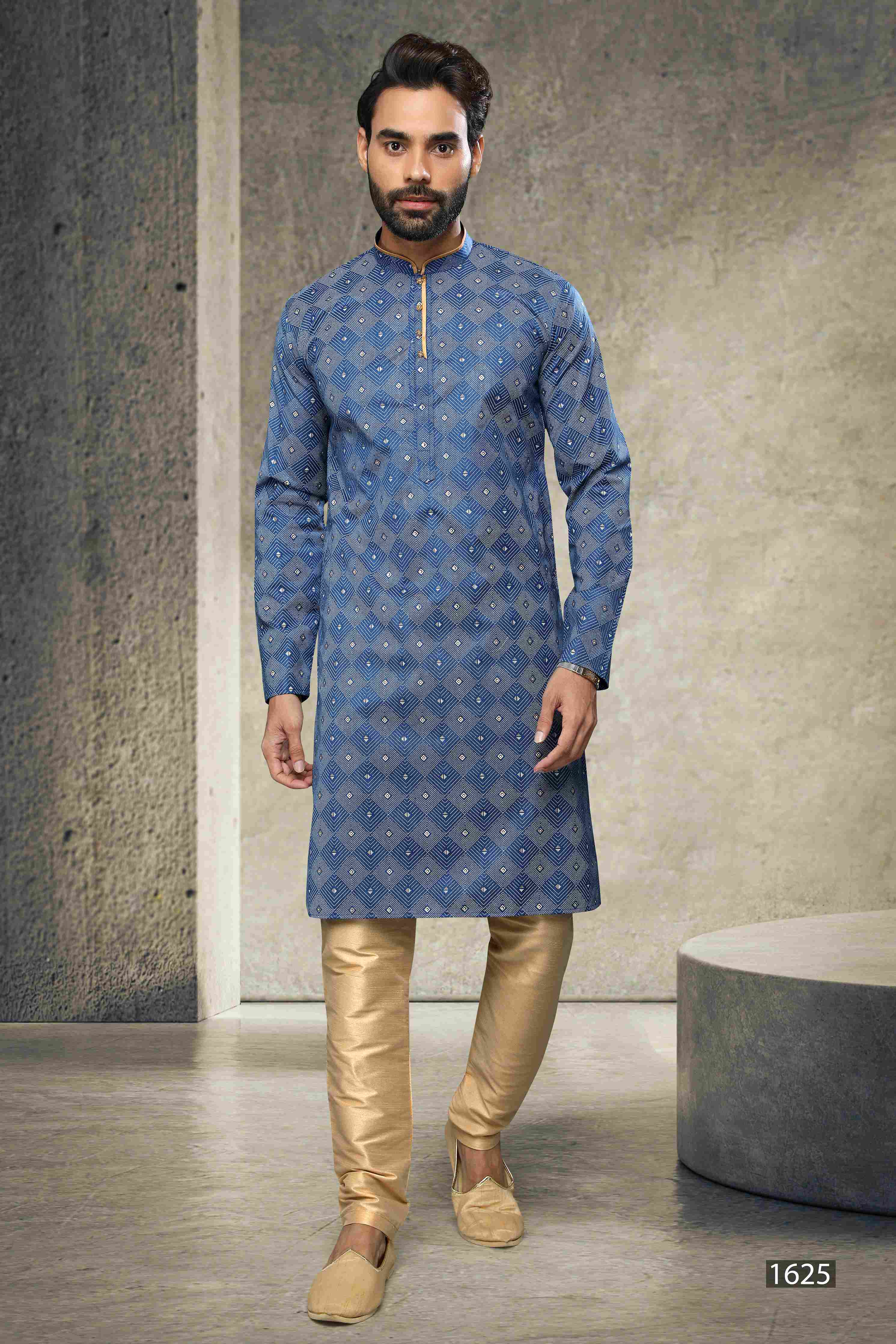 Raivat Ethnic Cotton Printed Work Kurta Pajama In Blue Colour