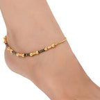 AanyaCentric Gold-Polished Traditional Anklets Payal - Classic and Stylish for Women and Girls