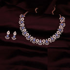 Tehzeeb Creations Blue Colour Ad Studded Necklace Jewellery Set With Matching Earrings For Women And Girls