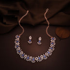 Tehzeeb Creations Blue Colour Ad Studded Necklace Jewellery Set With Matching Earrings For Women And Girls