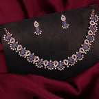 Tehzeeb Creations Blue Colour Ad Studded Necklace Jewellery Set With Matching Earrings For Women And Girls
