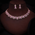 Tehzeeb Creations Lavender Colour Ad Studded Necklace Jewellery Set With Matching Earrings For Women And Girls