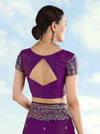 Monjolika Fashion Purple Banarasi Satin Silk Saree With Zari Border And Butti Work - Distacart