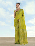 Monjolika Fashion Pear Banarasi Satin Silk Saree With Zari Border And Butti Work - Distacart