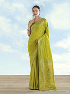 Monjolika Fashion Pear Banarasi Satin Silk Saree With Zari Border And Butti Work - Distacart