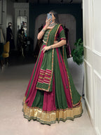 Lorenvalley Pure Rayon Embossed Design Lace With Gotta Patti And Peper Mirror Work Lace Touch Up Lehenga Choli with Dupatta