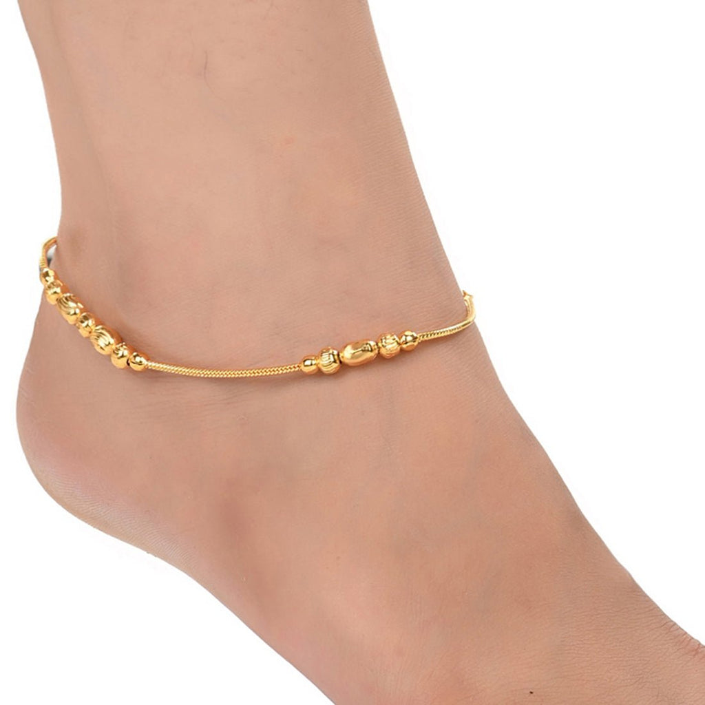 AanyaCentric Gold-Polished Traditional Anklets Payal - Classic and Stylish for Women and Girls