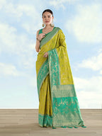 Monjolika Fashion Pear Banarasi Silk Saree With Zari Woven Design - Distacart