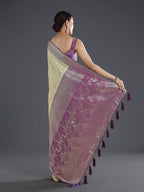 Monjolika Fashion Cream Banarasi Silk Saree With Zari Woven Design - Distacart