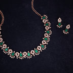 Tehzeeb Creations Green Colour Ad Studded Necklace Jewellery Set With Matching Earrings For Women And Girls