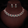 Tehzeeb Creations Green Colour Ad Studded Necklace Jewellery Set With Matching Earrings For Women And Girls