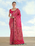Monjolika Fashion Rani Pink Satin Silk Saree With Patola Work And Elephant Motifs - Distacart