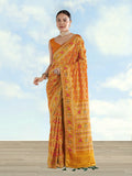 Monjolika Fashion Mustard Satin Silk Saree With Patola Work And Elephant Motifs - Distacart