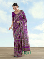 Monjolika Fashion Purple Satin Silk Saree With Patola Work And Elephant Motifs - Distacart