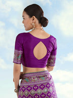 Monjolika Fashion Purple Satin Silk Saree With Patola Work And Elephant Motifs - Distacart
