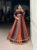 Lorenvalley Fashion Multicolor Pure Rayon Embossed Design Lace Touch Up Lehenga Choli
