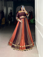 Lorenvalley Fashion Multicolor Pure Rayon Embossed Design Lace Touch Up Lehenga Choli