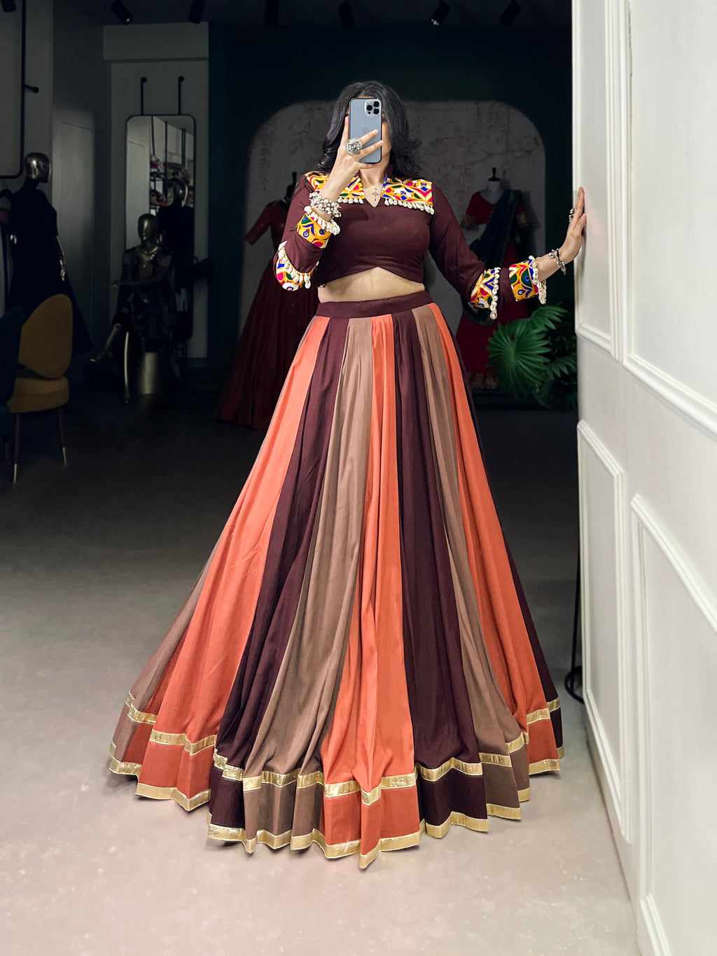 Lorenvalley Fashion Multicolor Pure Rayon Embossed Design Lace Touch Up Lehenga Choli