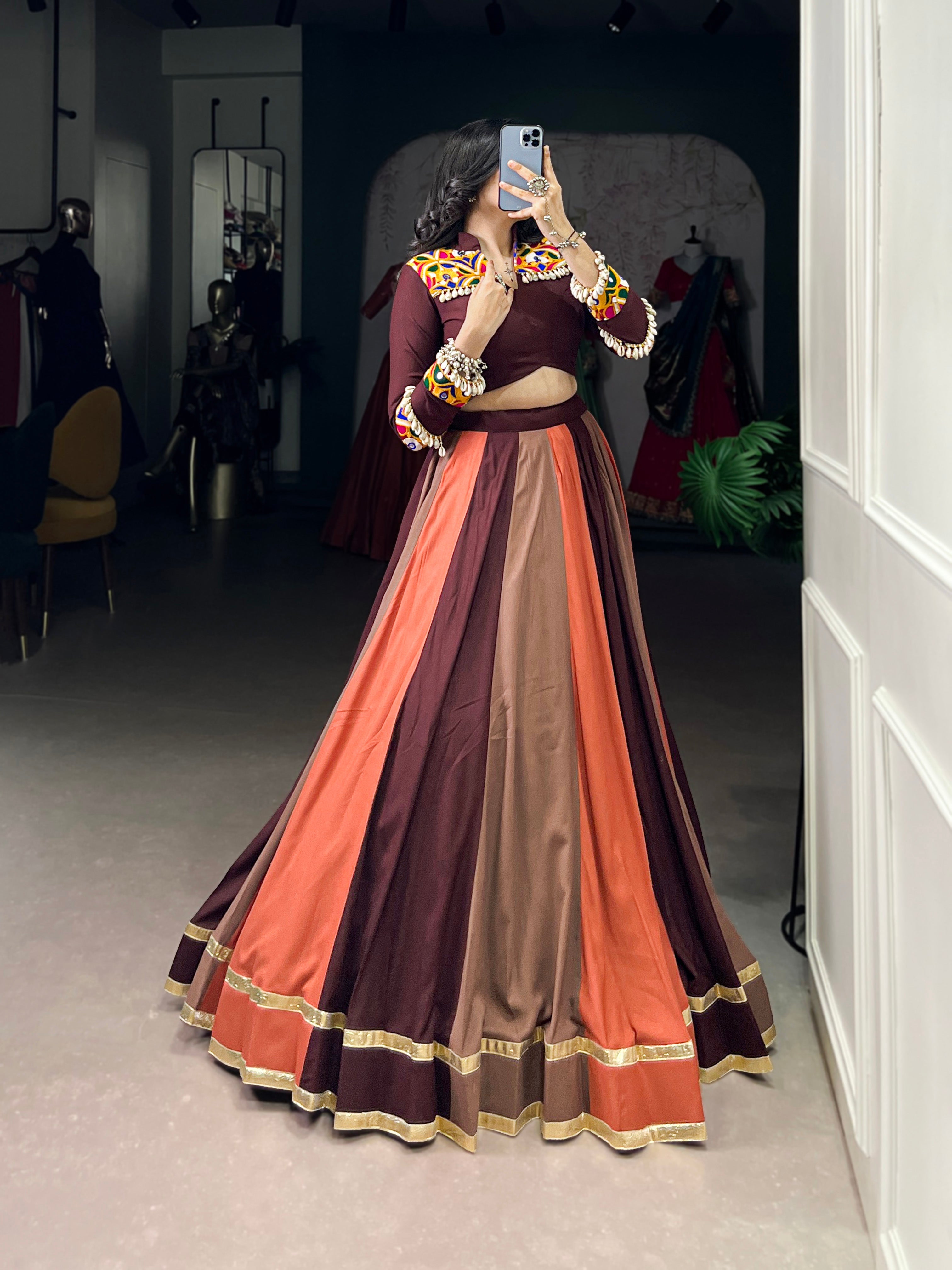 Lorenvalley Fashion Multicolor Pure Rayon Embossed Design Lace Touch Up Lehenga Choli