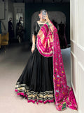 Lorenvalley Fashion Black Silk Georgette Lace Touch Up Lehenga Choli with Dupatta