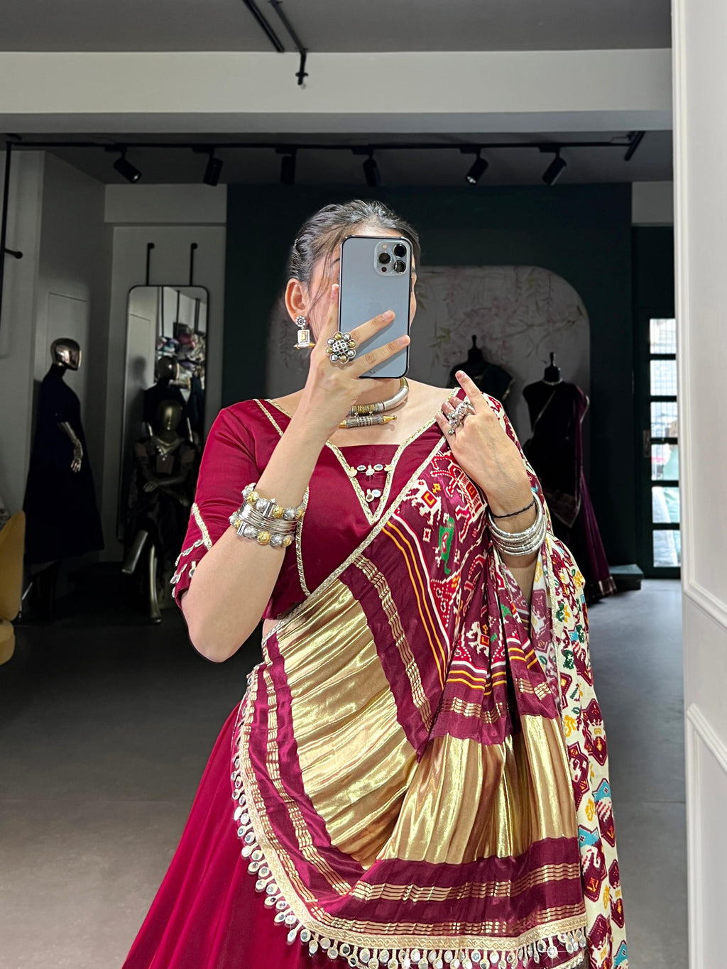 Lorenvalley Fashion Maroon Silk Georgette Lace Touch Up Lehenga Choli with Dupatta