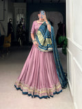 Lorenvalley Fashion Onion Pink Silk Georgette Lace Touch Up Lehenga Choli with Dupatta