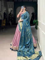 Lorenvalley Fashion Onion Pink Silk Georgette Lace Touch Up Lehenga Choli with Dupatta