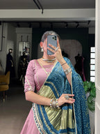 Lorenvalley Fashion Onion Pink Silk Georgette Lace Touch Up Lehenga Choli with Dupatta