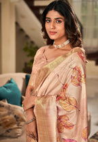 Anaita Cream Designer Digital Printed Soft Silk Saree With Blouse - Distacart