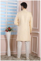 Raivat Ethnic Jacquard Silk Thread Work Indo Western In Yellow Colour - Distacart