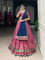 Lorenvalley Fashion Peach Pure Rayon Lace Touch Up Lehenga Choli with Dupatta