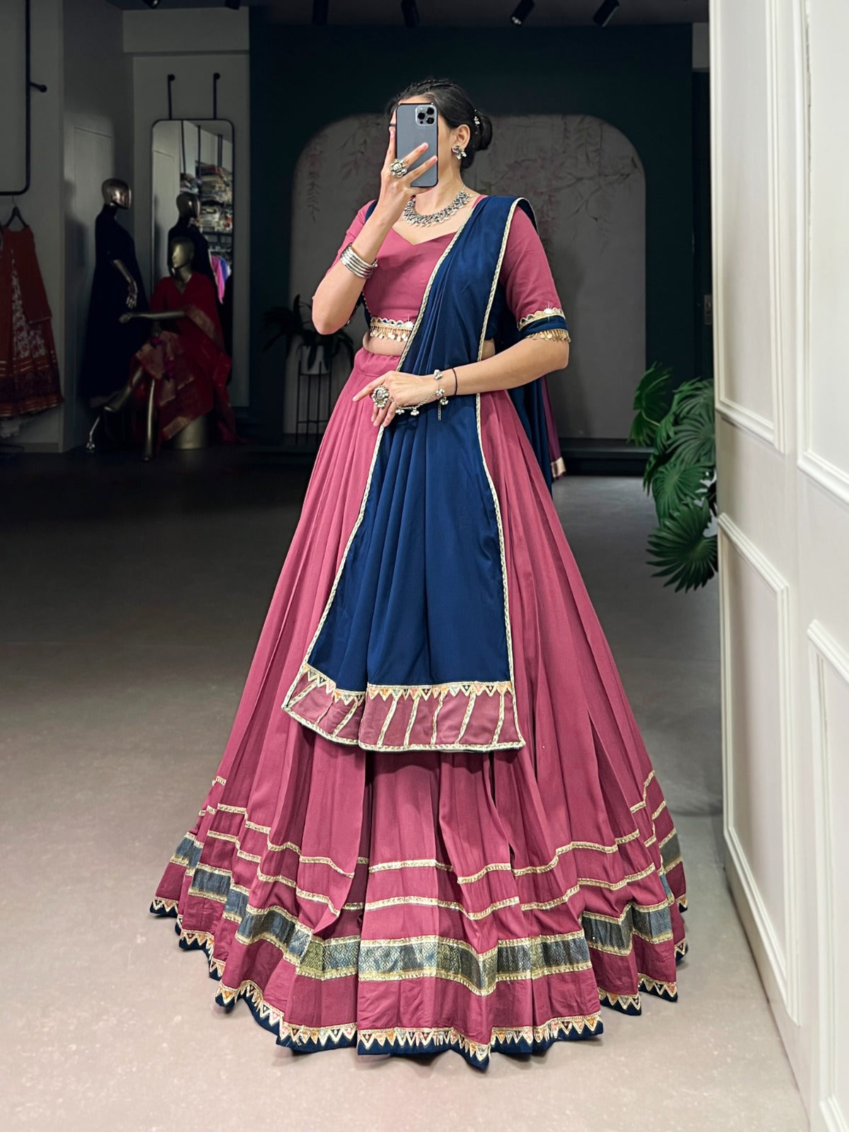 Lorenvalley Fashion Peach Pure Rayon Lace Touch Up Lehenga Choli with Dupatta