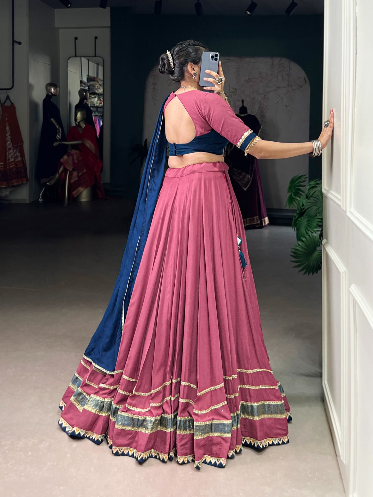 Lorenvalley Fashion Peach Pure Rayon Lace Touch Up Lehenga Choli with Dupatta