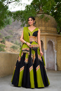 Lorenvalley Pure Cotton Plain With Gamthi Work And Gota Patti With Cowrie (Kodi) Lace Touch Up Lehenga Choli with Dupatta