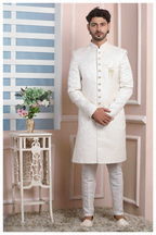 Raivat Ethnic Jacquard Silk Thread Work Indo Western In Cream Colour - Distacart