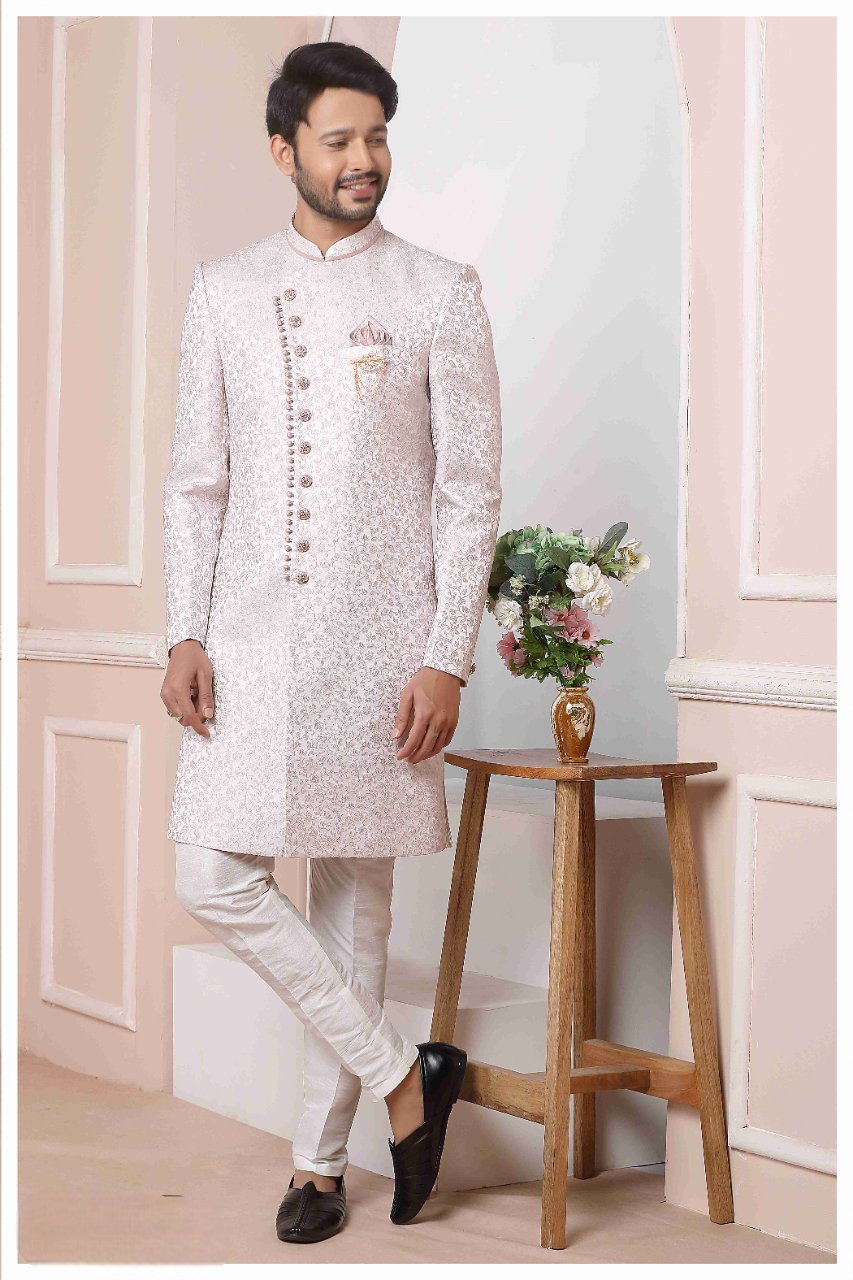 Raivat Ethnic Jacquard Silk Thread Work Indo Western In Onion Pink Colour - Distacart