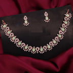 Tehzeeb Creations See Green Colour Ad Studded Necklace Jewellery Set With Matching Earrings For Women And Girls