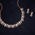 Tehzeeb Creations See Green Colour Ad Studded Necklace Jewellery Set With Matching Earrings For Women And Girls